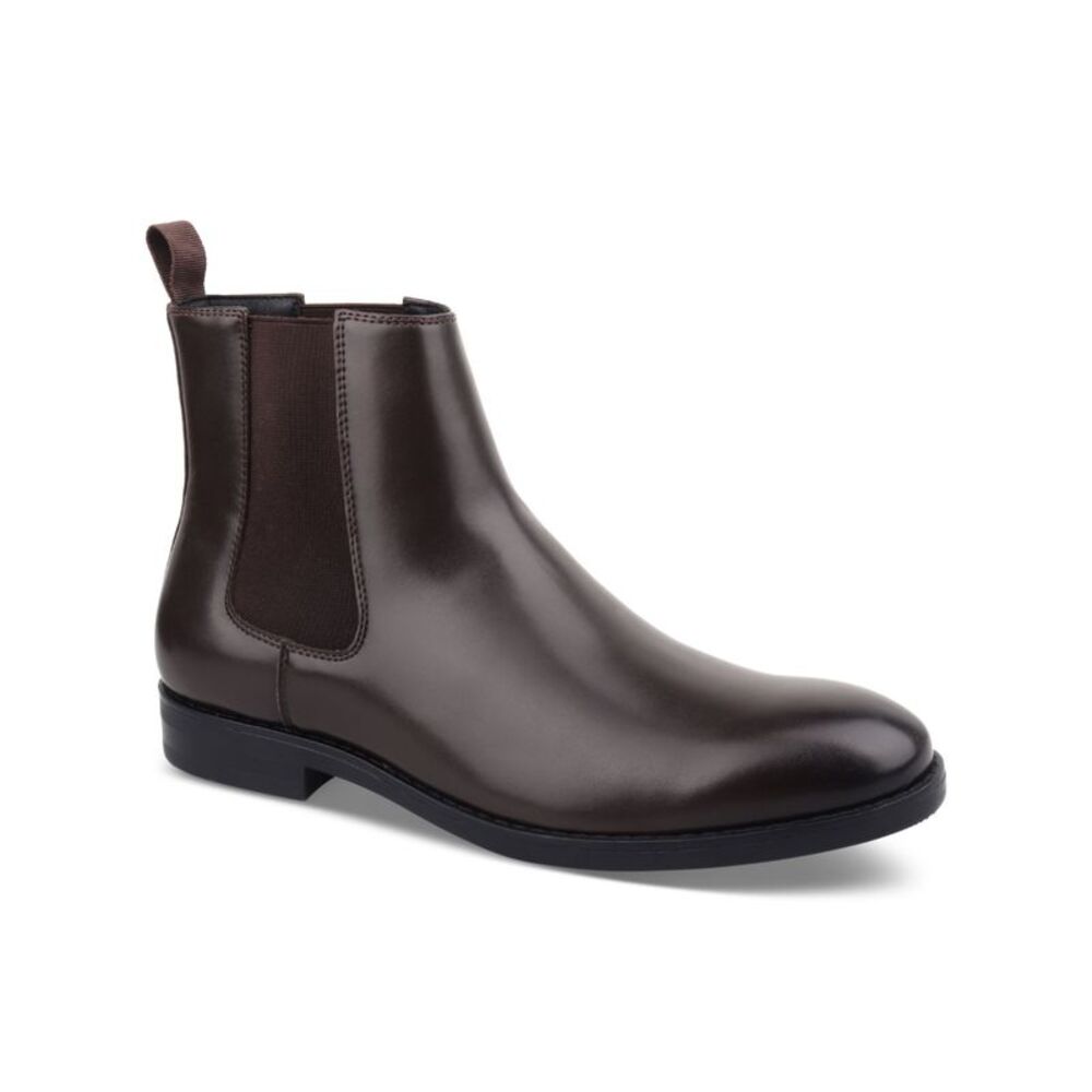 ALFANI Mens Brown Heel Pull-Tab Luka 2 Round Toe Block Heel Chelsea Boot 11 M